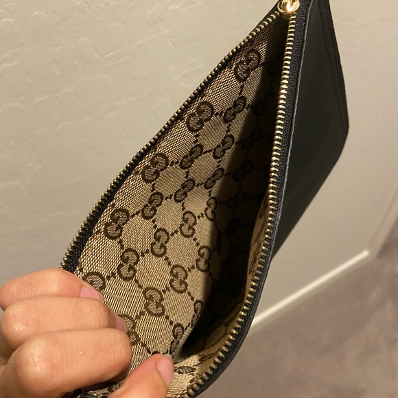 Gucci Black Leather Clutch with Gold Zipper - Picture 1 of 13